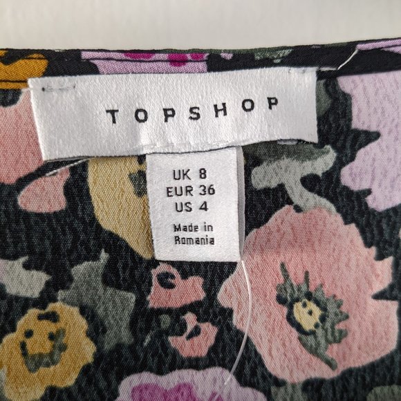Moody Floral Print Wrap Dress with Bell Sleeves - Size 4, NWT - Topshop - Picture 9 of 14